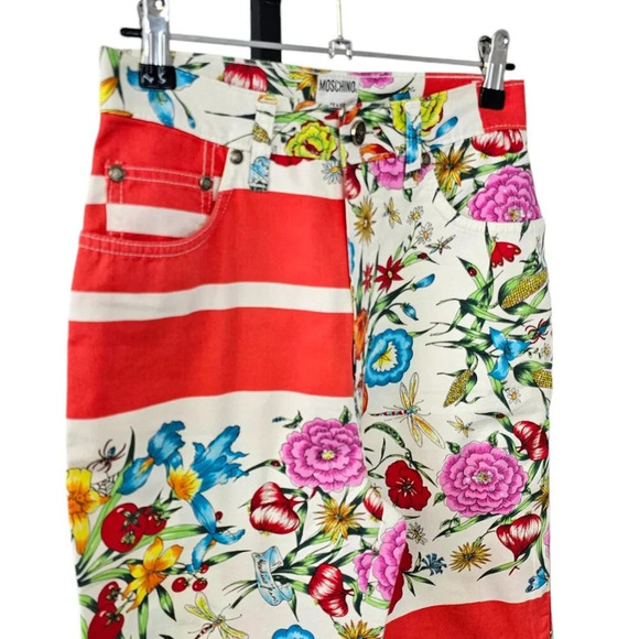Moschino Jeans Vintage Floral Allover Print Size 27 Y2K Cotton - Picture 5 of 10